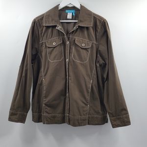 Fresh Produce Brown Jacket Button Front Pockets
